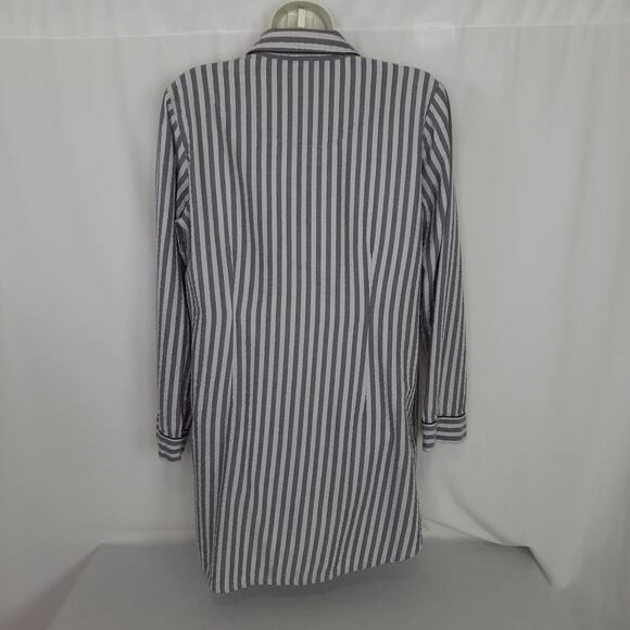 Victoria's Secret Gray Striped Silver Pin Strip Pajama Sleeping Shirt, Flowy - Picture 2 of 10